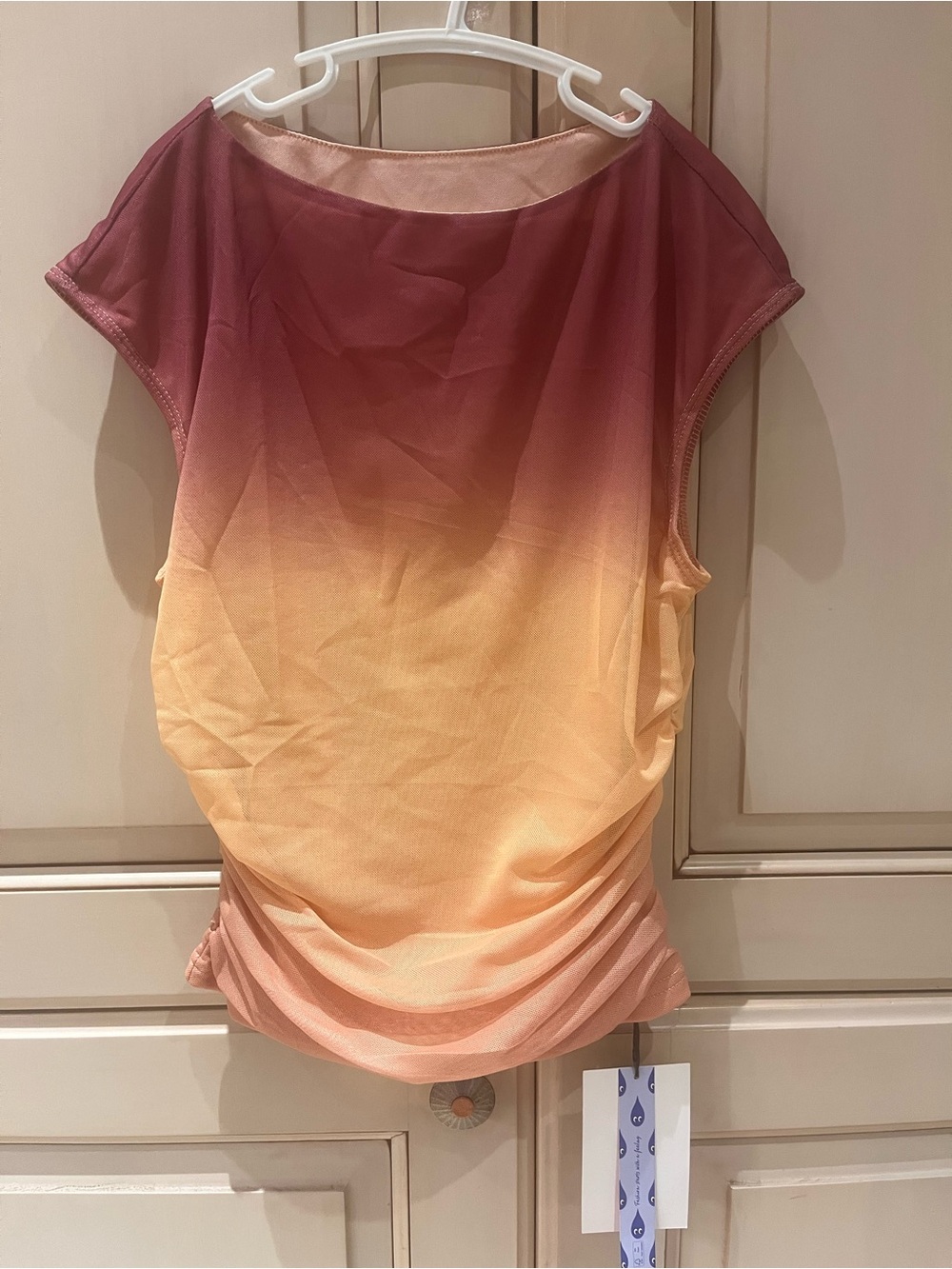 Cider Peach-to-Mauve Ombre Cap Sleeve Top